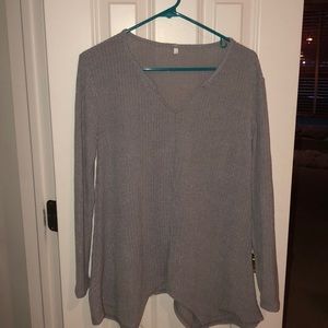 Gray V-neck Sweater